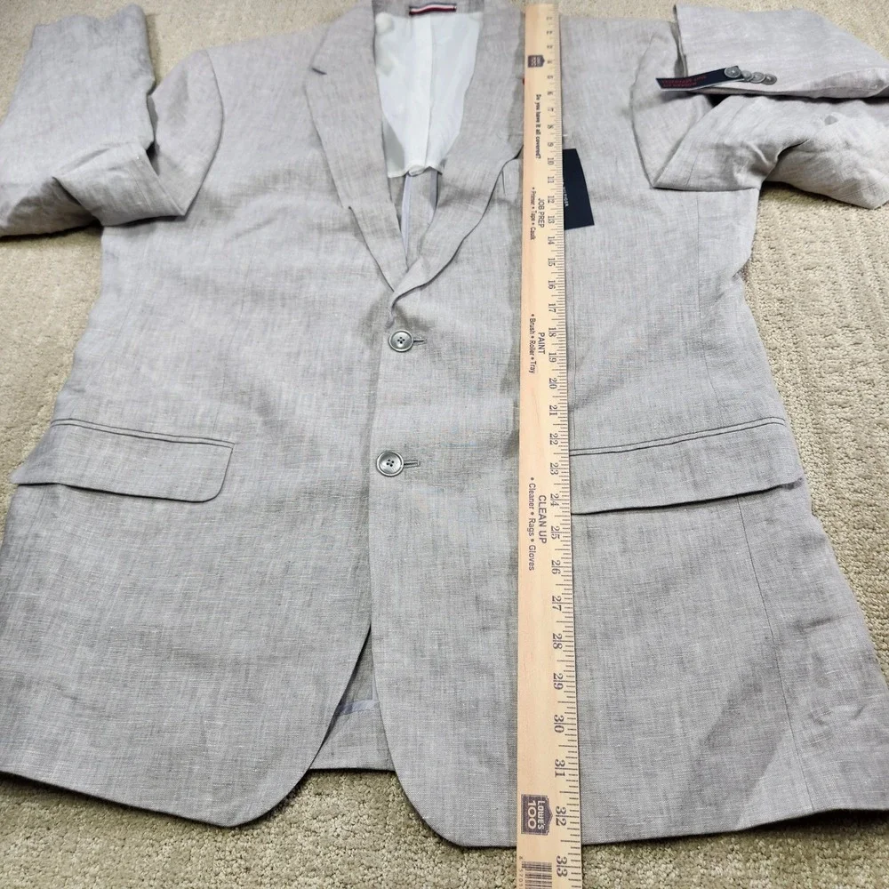 Tommy Hilfiger Blazer Men 46 Long 100% Linen Gray Unstructured NEW Lightweight